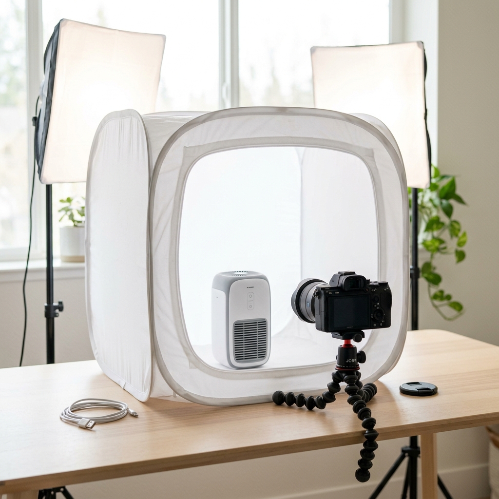 Our mini photography studio light tent setup